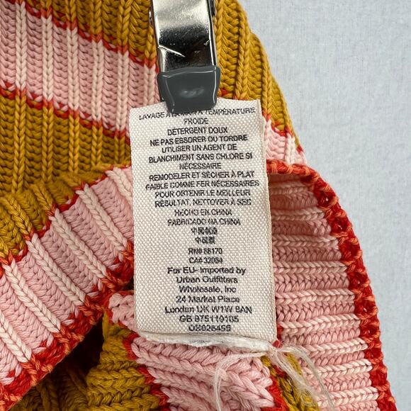 FREE PEOPLE Just My Striped Pullover Sweater Womens Small Yellow Pink Cropped - Picture 12 of 14